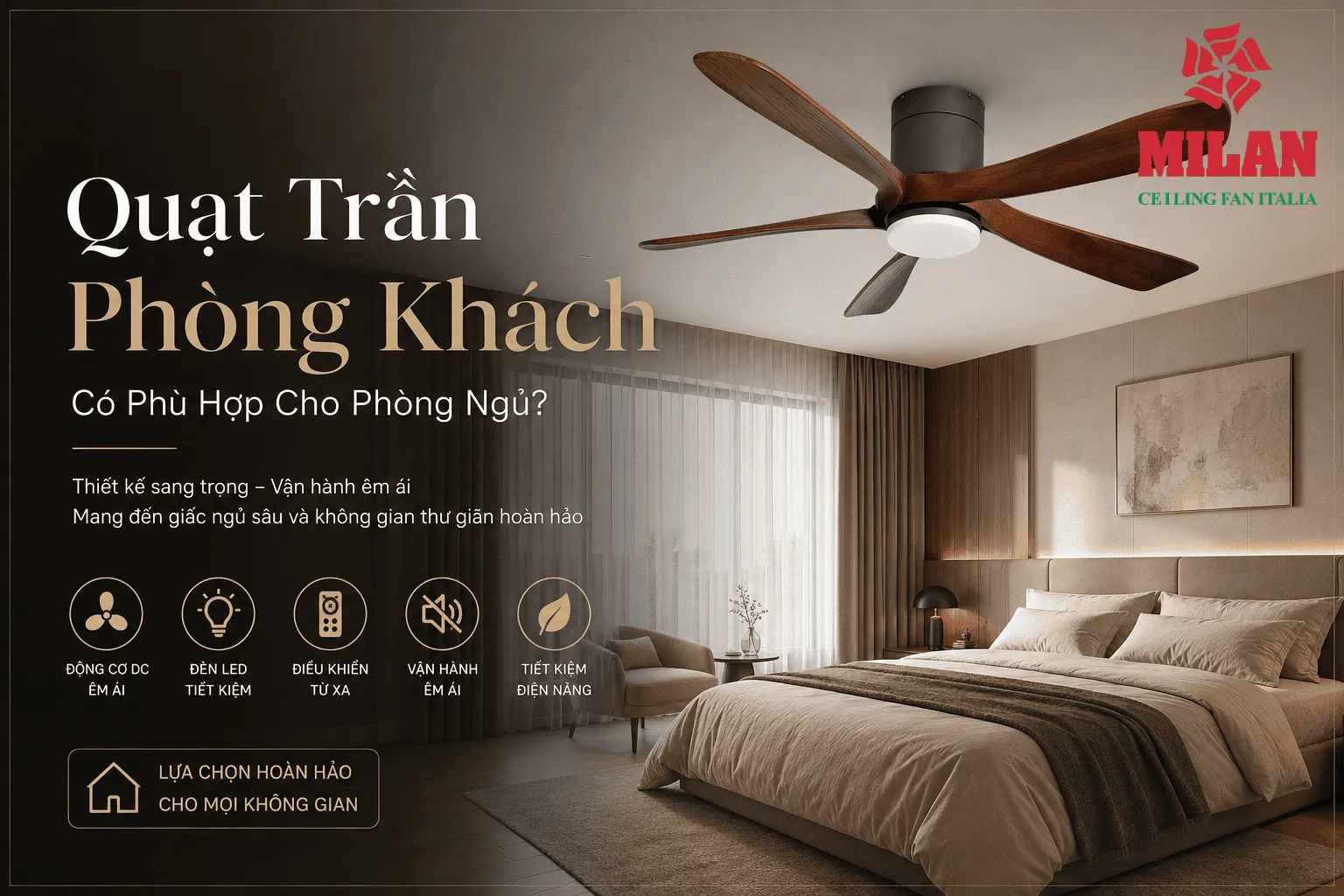 quạt trần phòng khách, phòng ngủ